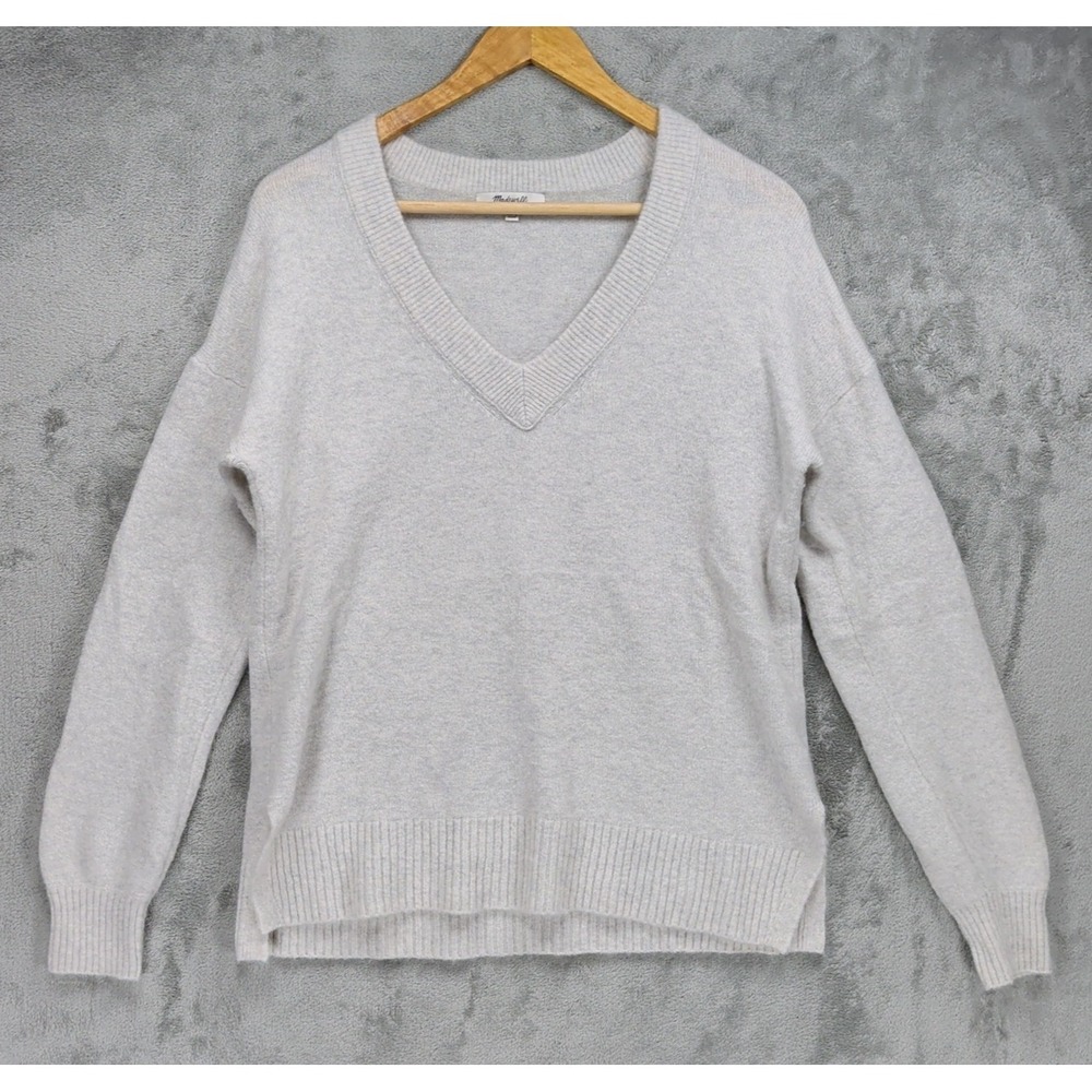 Madewell Women's Alpaca & Wool Blend Cream Sweater Size Small V Neck